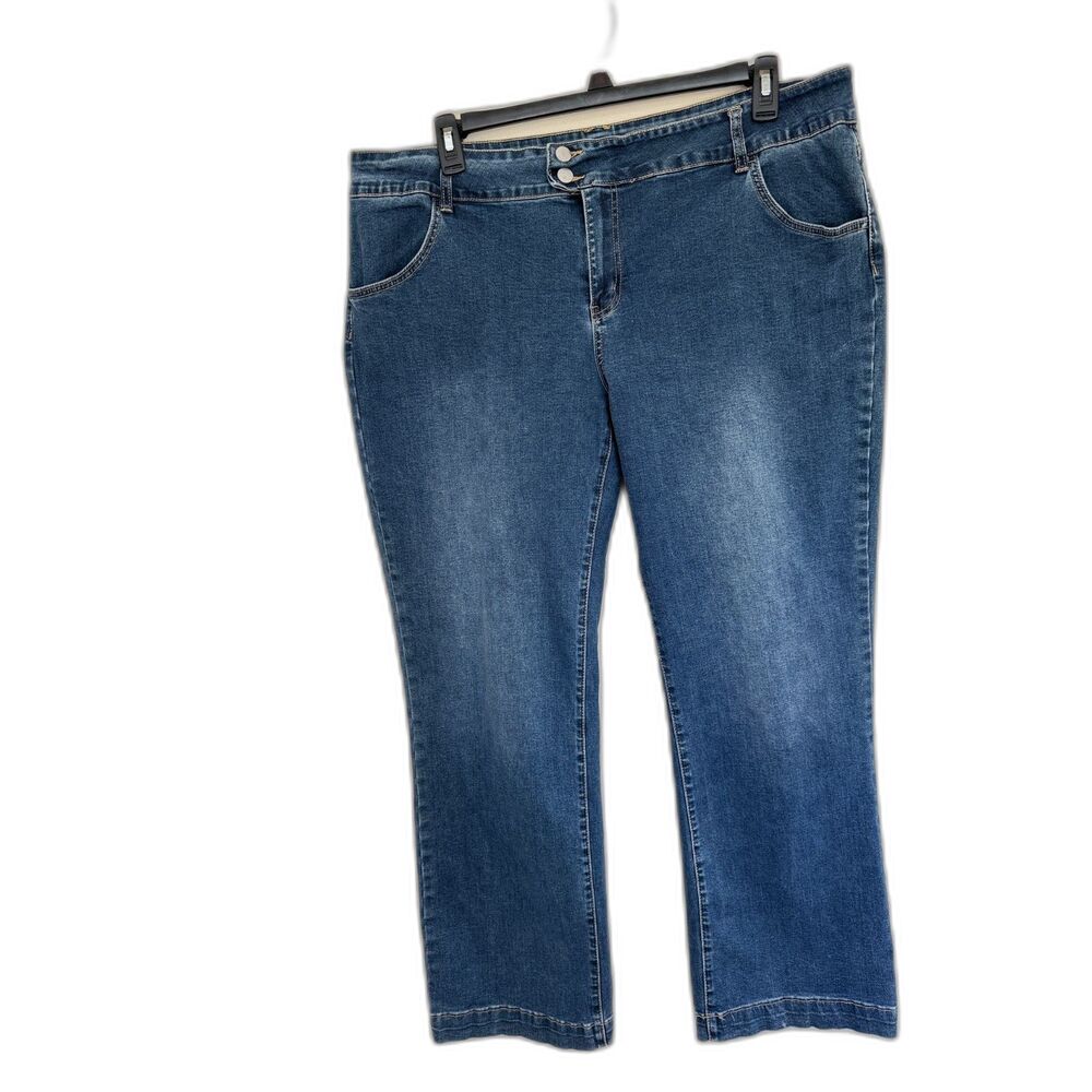Flamingals 3XL Blue Straight Leg Jeans Triple Button High Rise Medium Wash